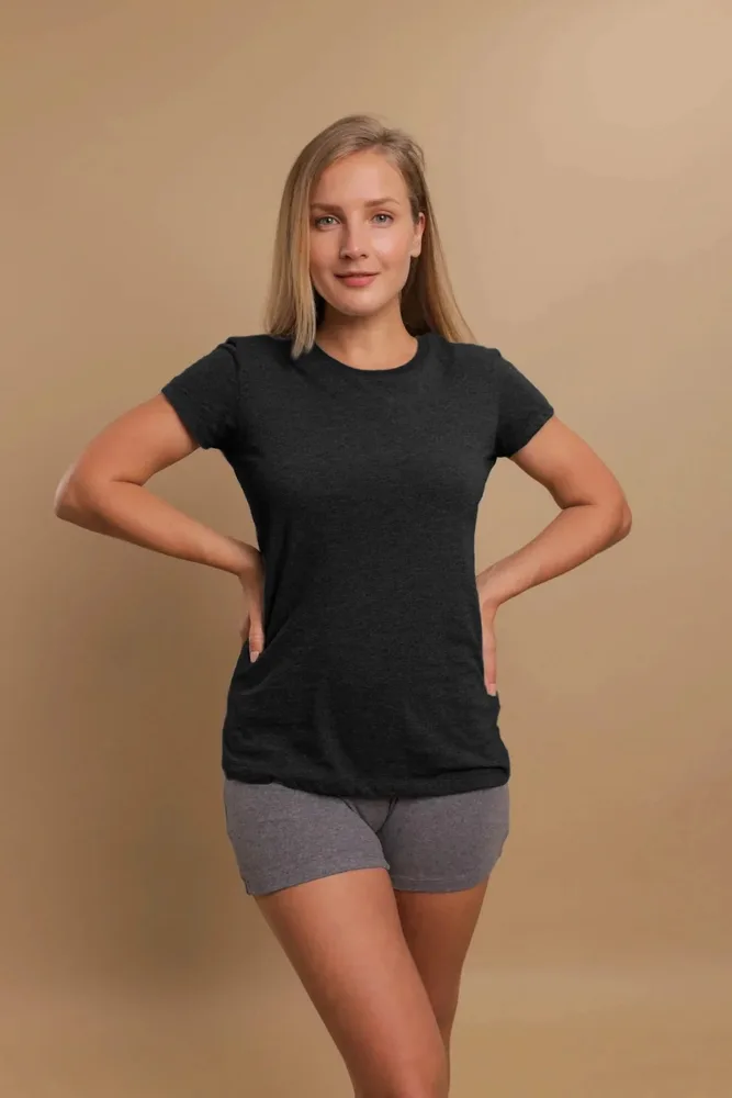 Women's Round Neck Cap Sleeve Shirt by Cottonique