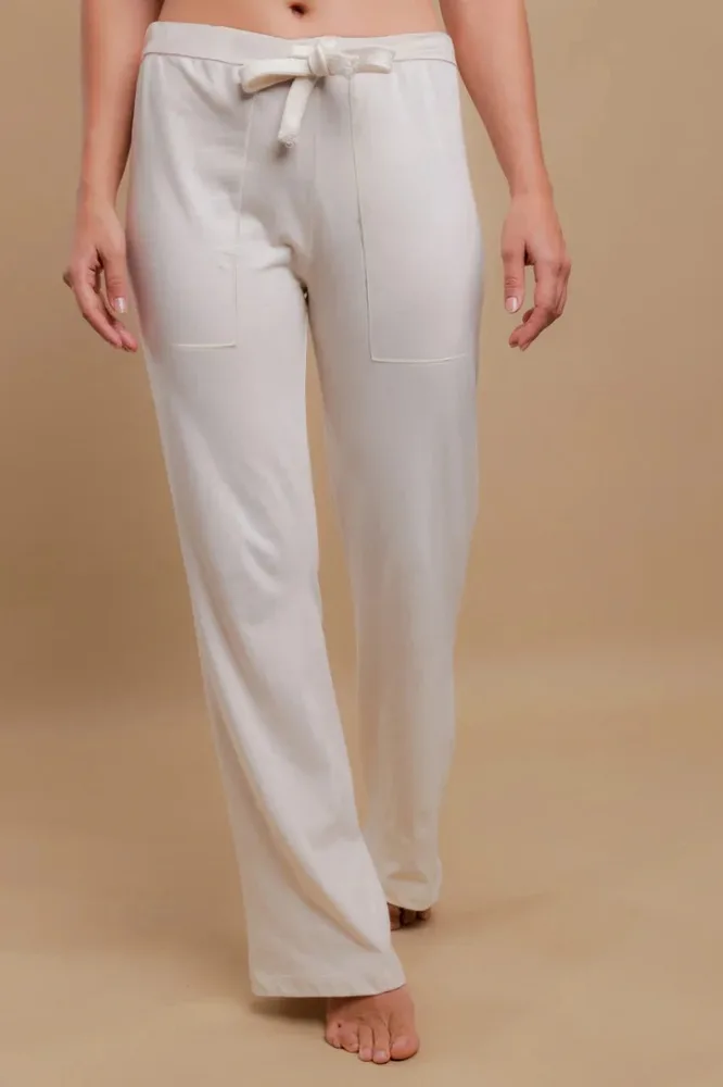 Women's Drawstring Pants with Patch Pockets by Cottonique